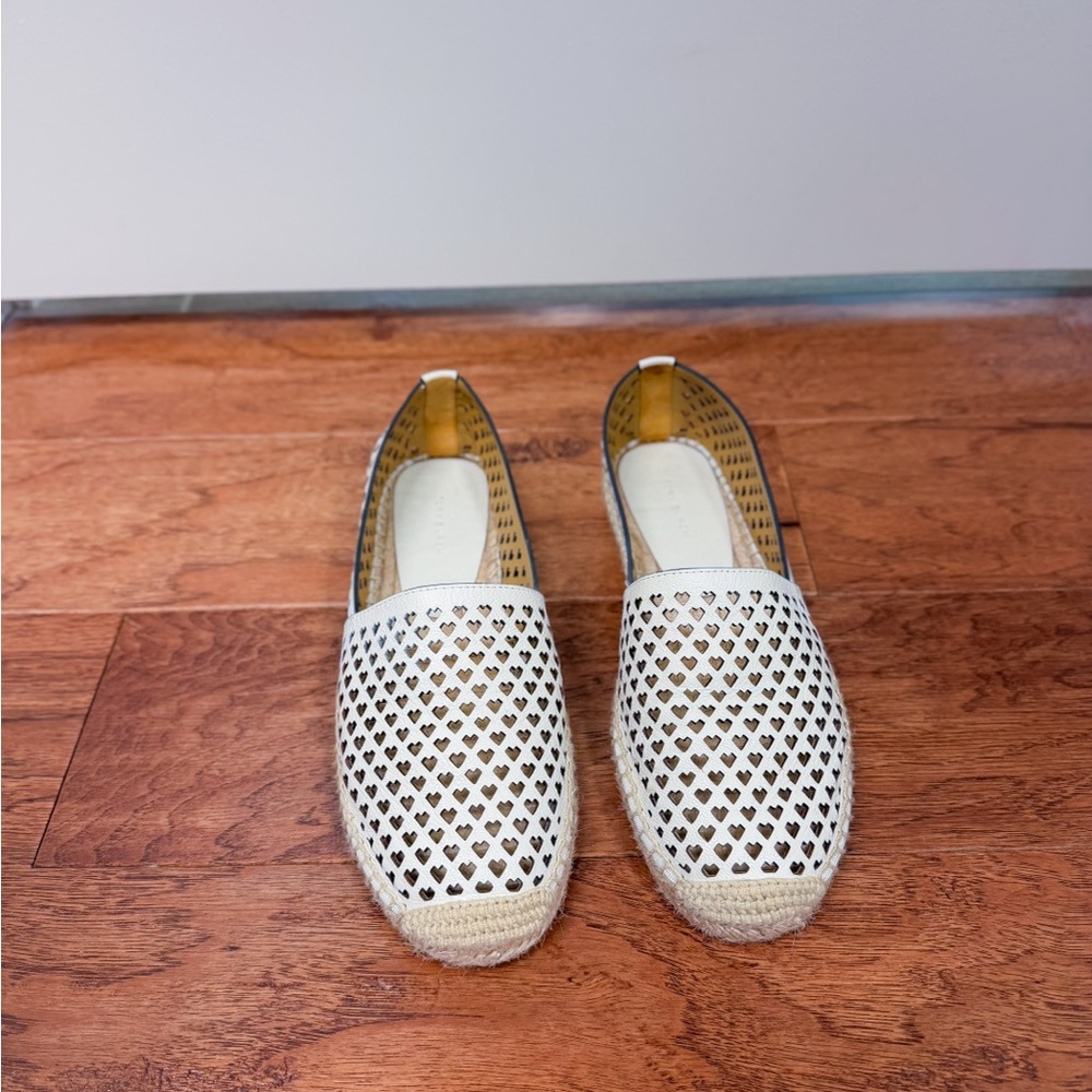 White Perforated Slip-On Espadrilles